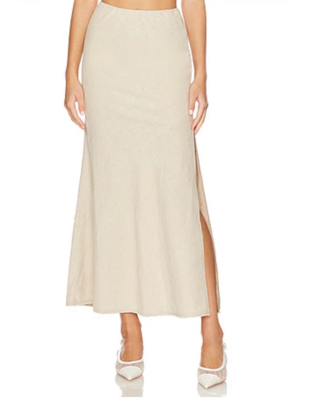 Heartloom Cream Maxi Skirt with Side Slit